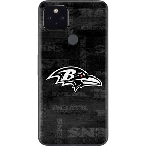 NFL Baltimore Ravens Black & White Google Pixel 5a Skin